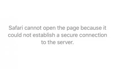 Safari search error message on an iPhone