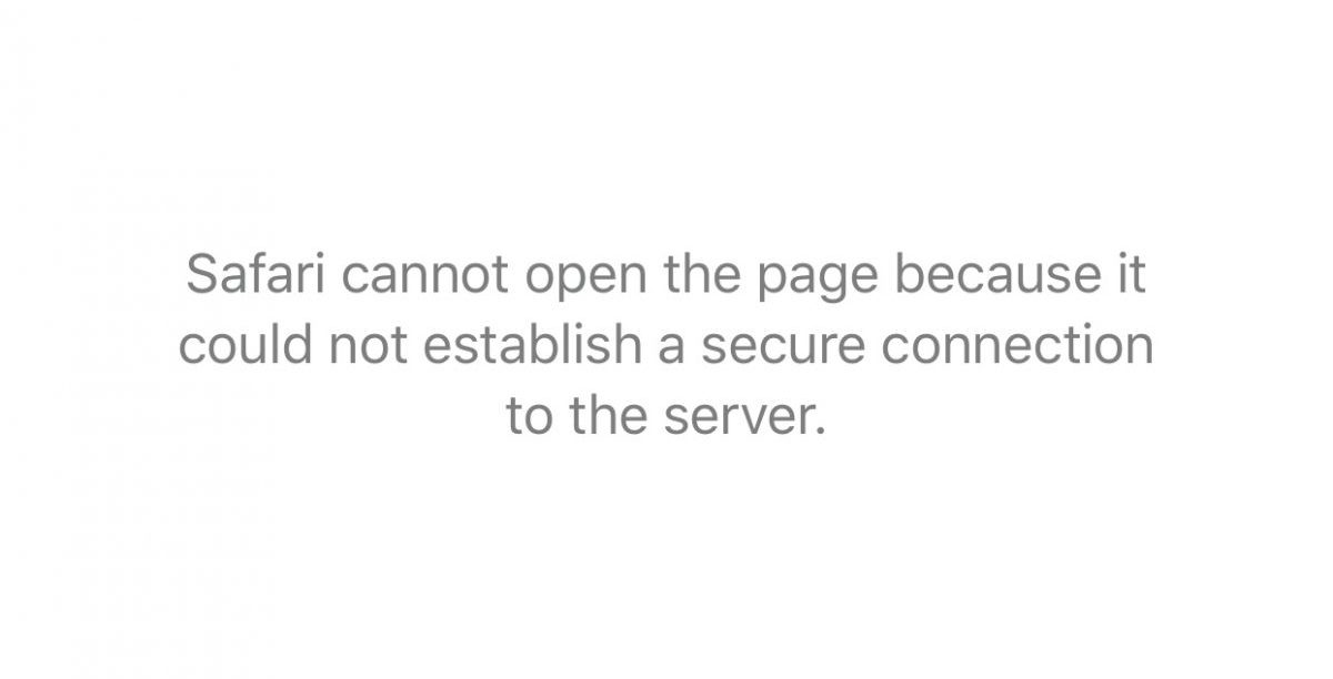 Safari search error message on an iPhone