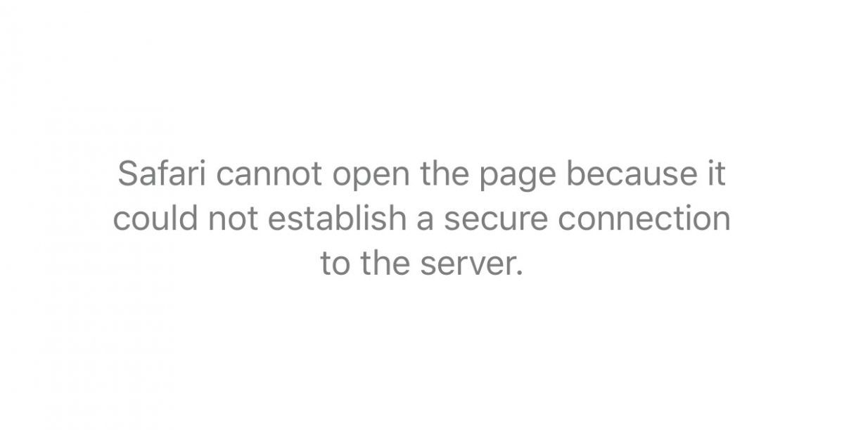 Safari search error message on an iPhone
