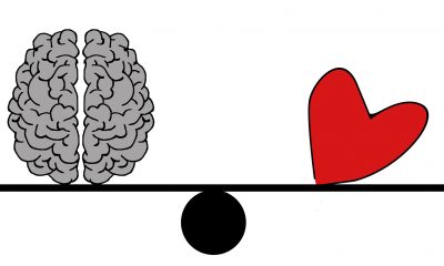 A drawing illustrates the heart and brain as a balancing act