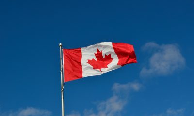 Canadian flag blowing the the breeze