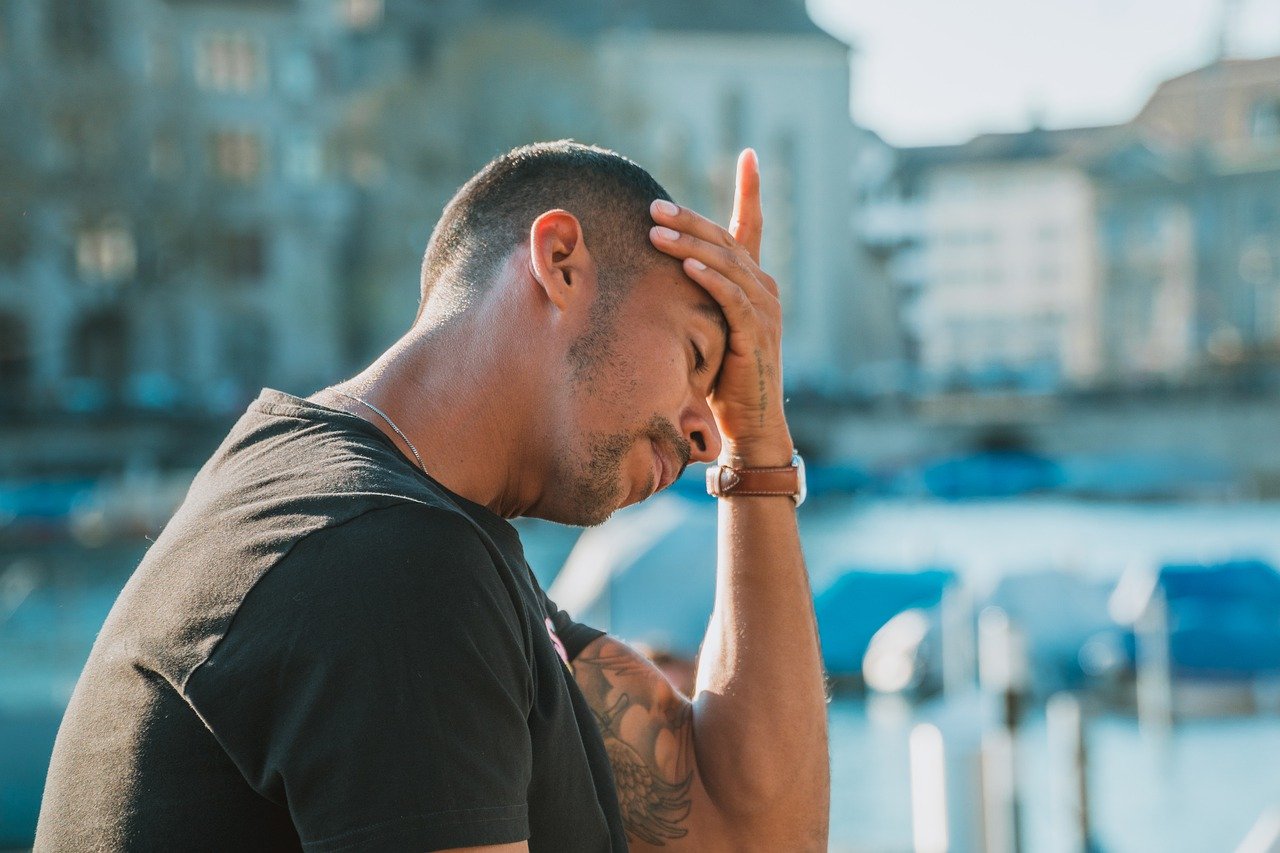 Man suffering from a headache