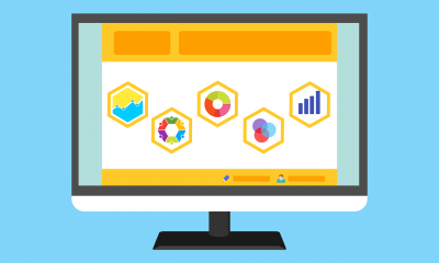 Illustration of a computer screen showing charts and data