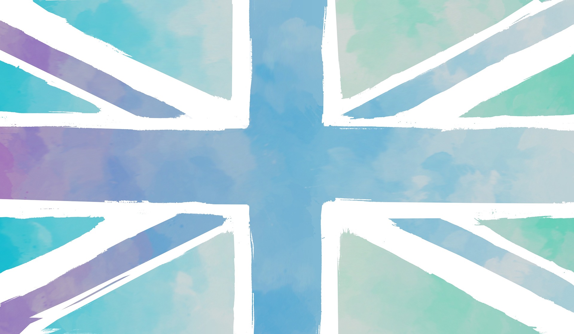 The British flag, the Union Jack, depicted in water colour