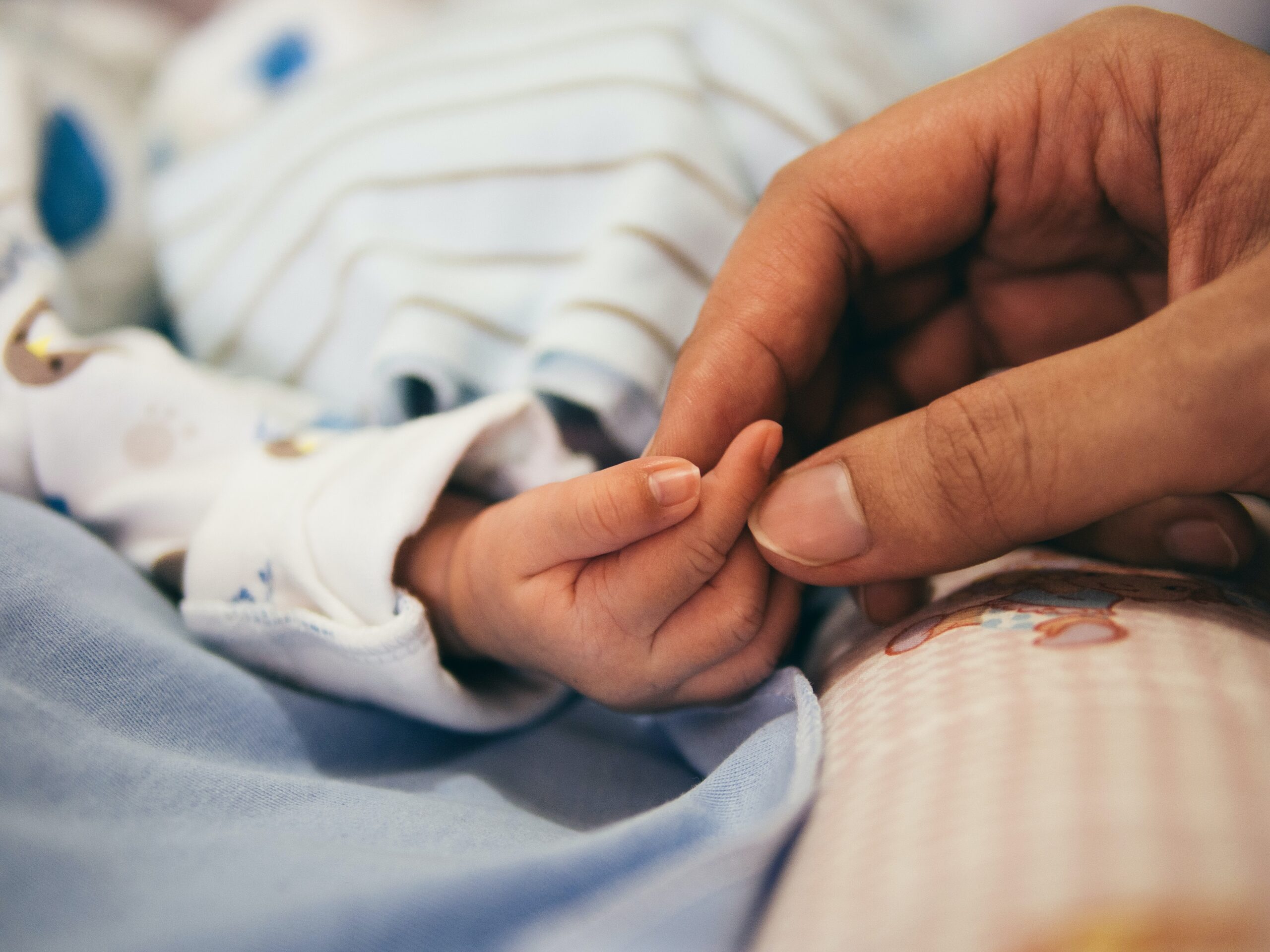 Hand holding baby's hand