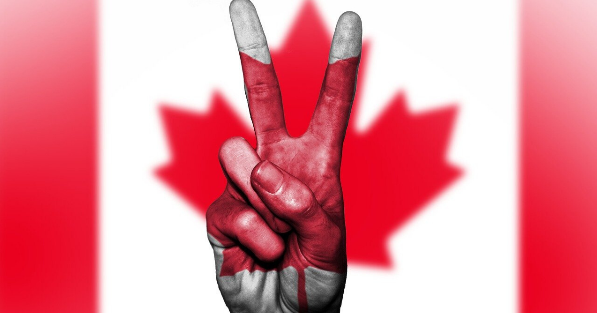 Canadian flag with peace sign