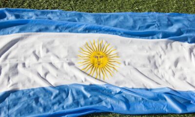 Argentina flag on grass