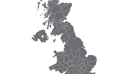 Map of the United Kingdom with county regions