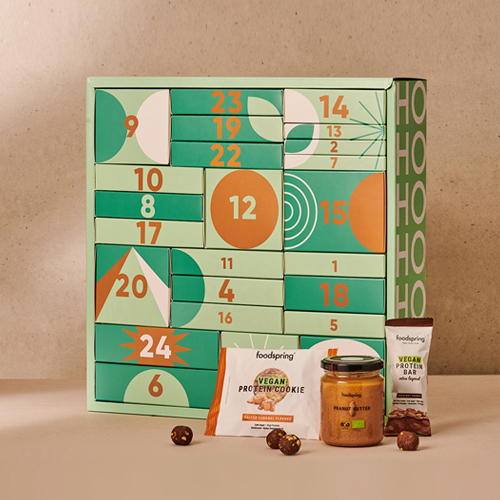 The best alternative advent calendars, Foodspring's Vegan Fitness Calendar. 