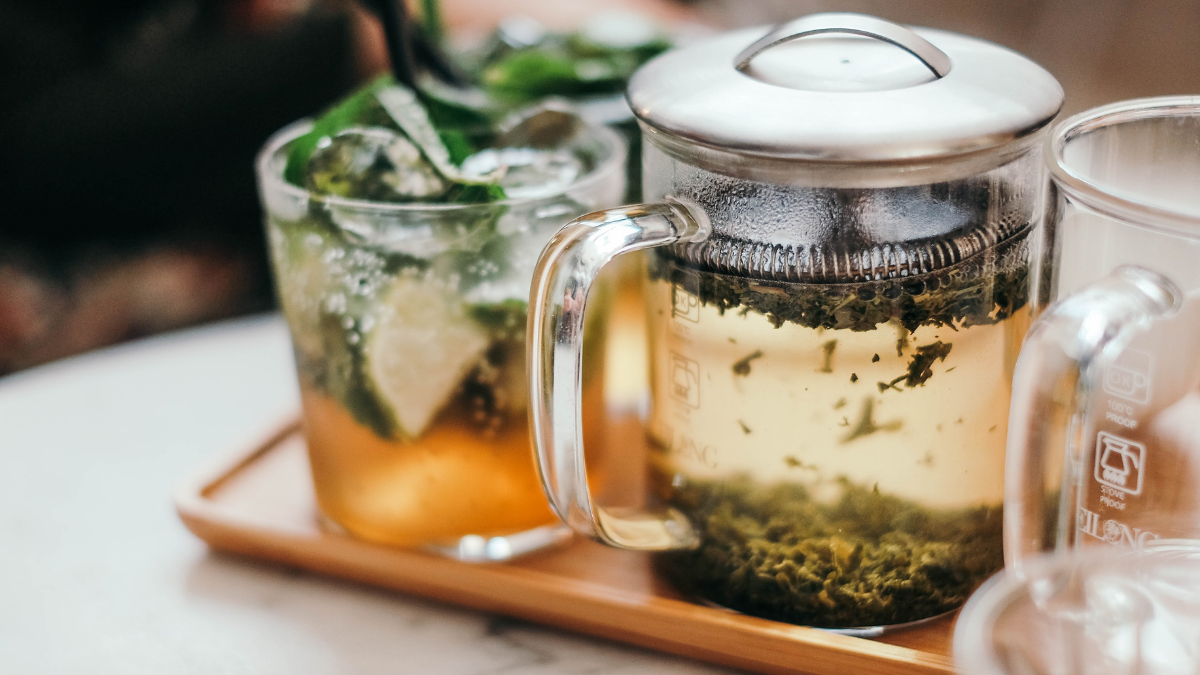 A pot of tea, a delicious CBD drink.