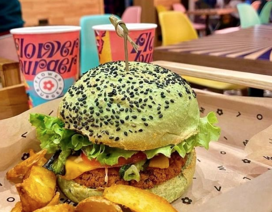 Home of the 'original rainbow vegan burger', Flower Burger has restaurants across the globe. 