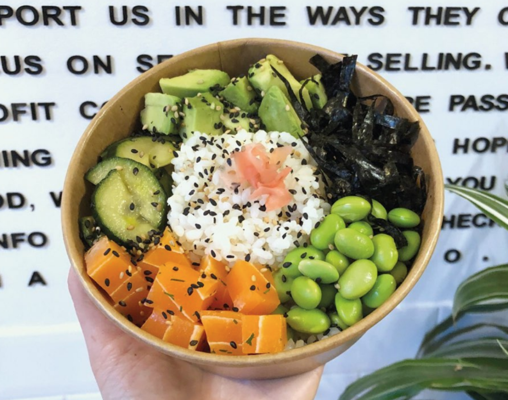 Vegan sushi bowl from Brighton's 'Happy Maki'. 